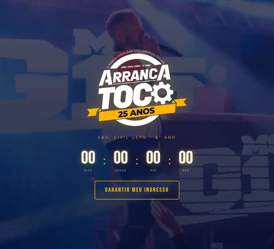 Arranca Toco, site · evento: tela inicial