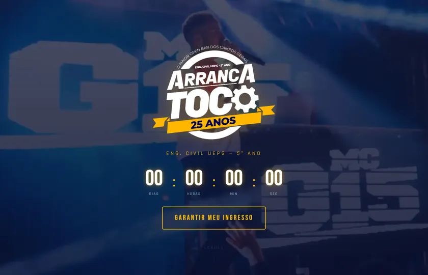 Arranca Toco, site · evento: tela inicial