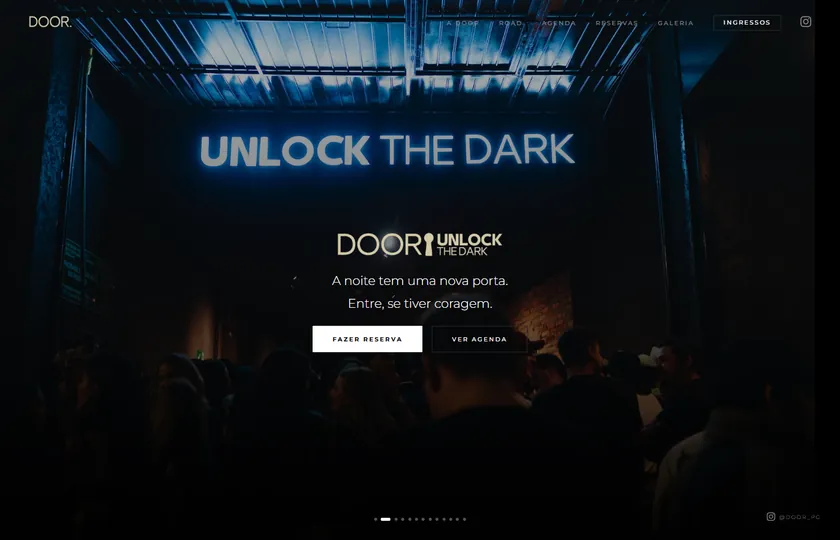 Door PG, site · balada: tela inicial